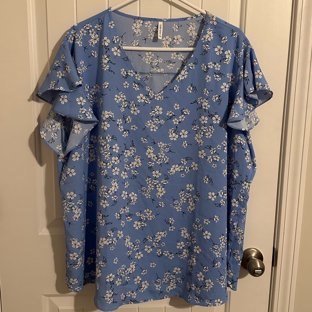 Amazon Blue Floral Blouse